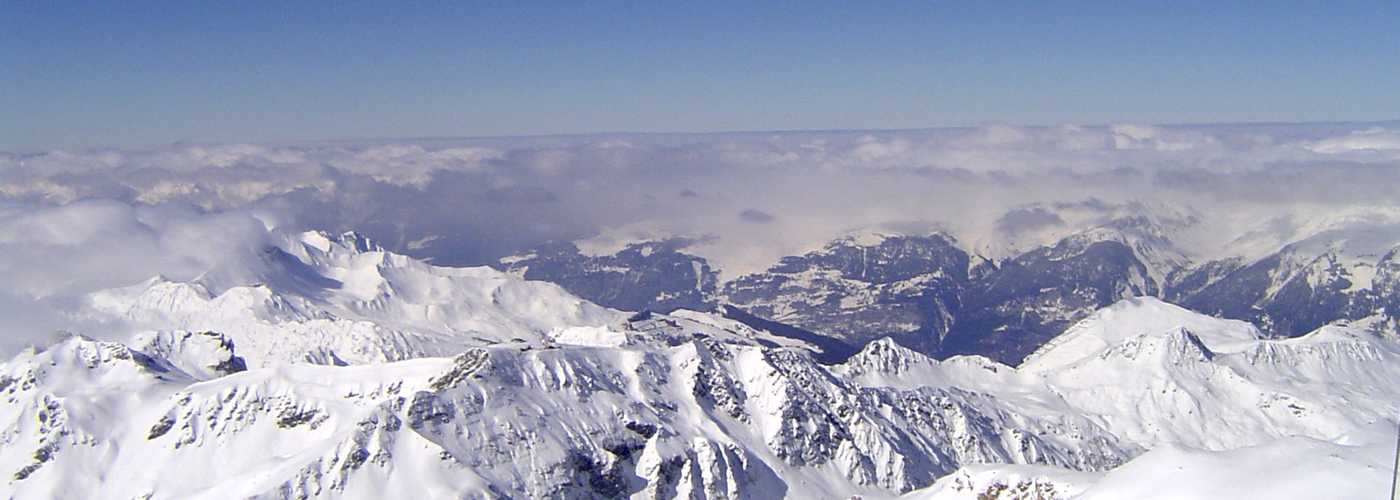snow covered mountains above Les Arcs and Borg St Maurice