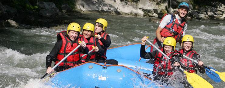 white water rafting in the mountains